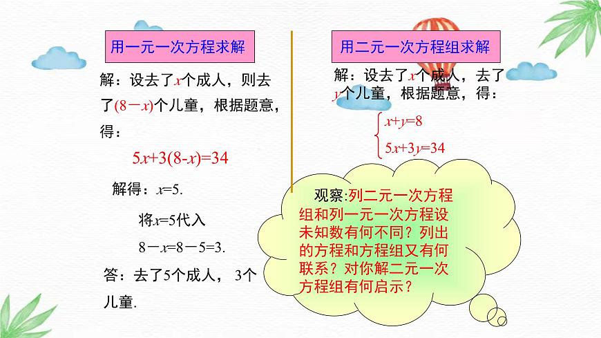 華東師大版數(shù)學(xué)七年級下冊 7.2  第1課時 用代入法解二元一次方程組 課件第5頁