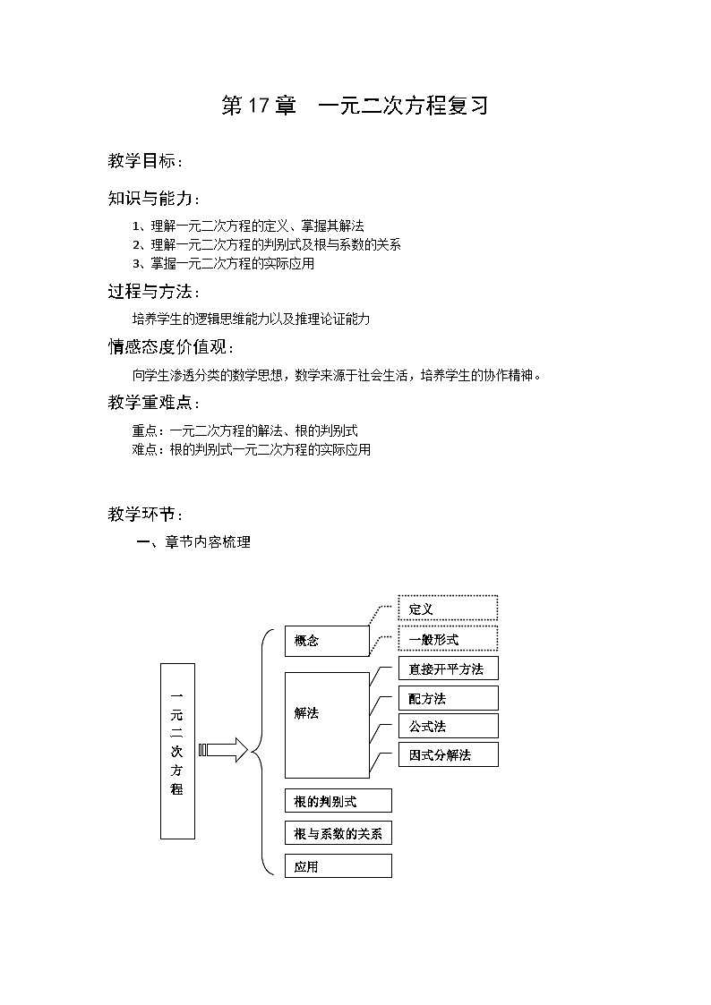 沪科版数学八年级下册 第17章 一元二次方程(通用)(13)-教案01