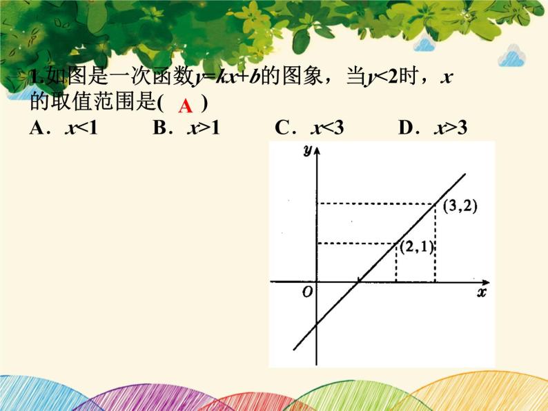 北师大版数学八年级下册 第二章 一元一次不等式与一元一次不等式组5  一元一次不等式与一次函数  第二课时-课件02