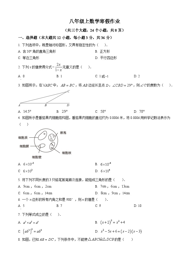 八年级上数学寒假作业 (3)01