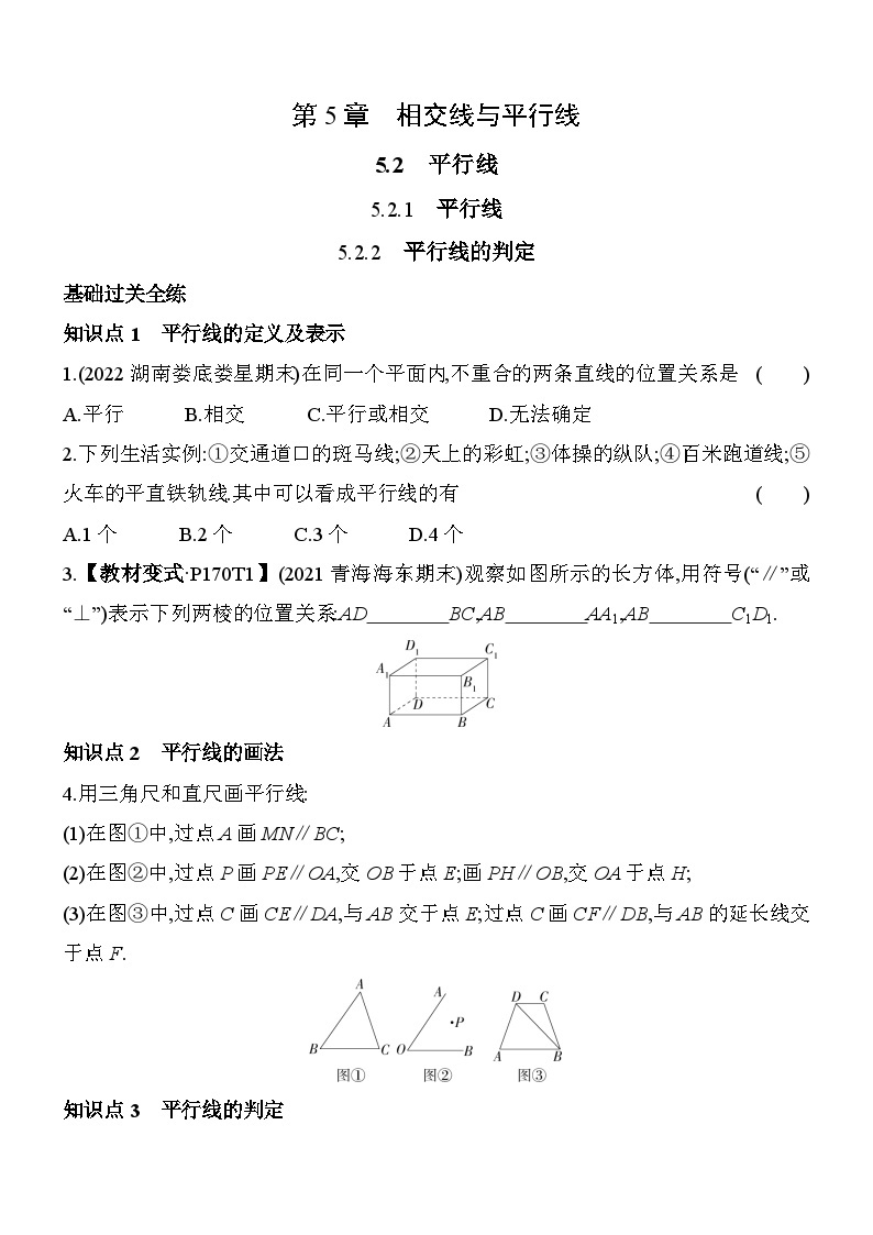 5.2.1 平行线 华东师大版数学七年级上册素养提升卷(含解析)01