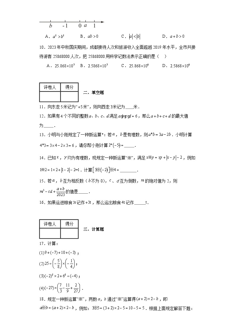 2023-2024学年沪教版（上海）六年级下册第五章有理数单元测试卷(含答案)02