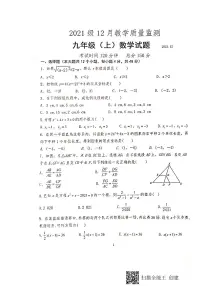 四川省眉山市仁寿县鳌峰初级中学2023-2024学年九年级上学期12月月考数学试题