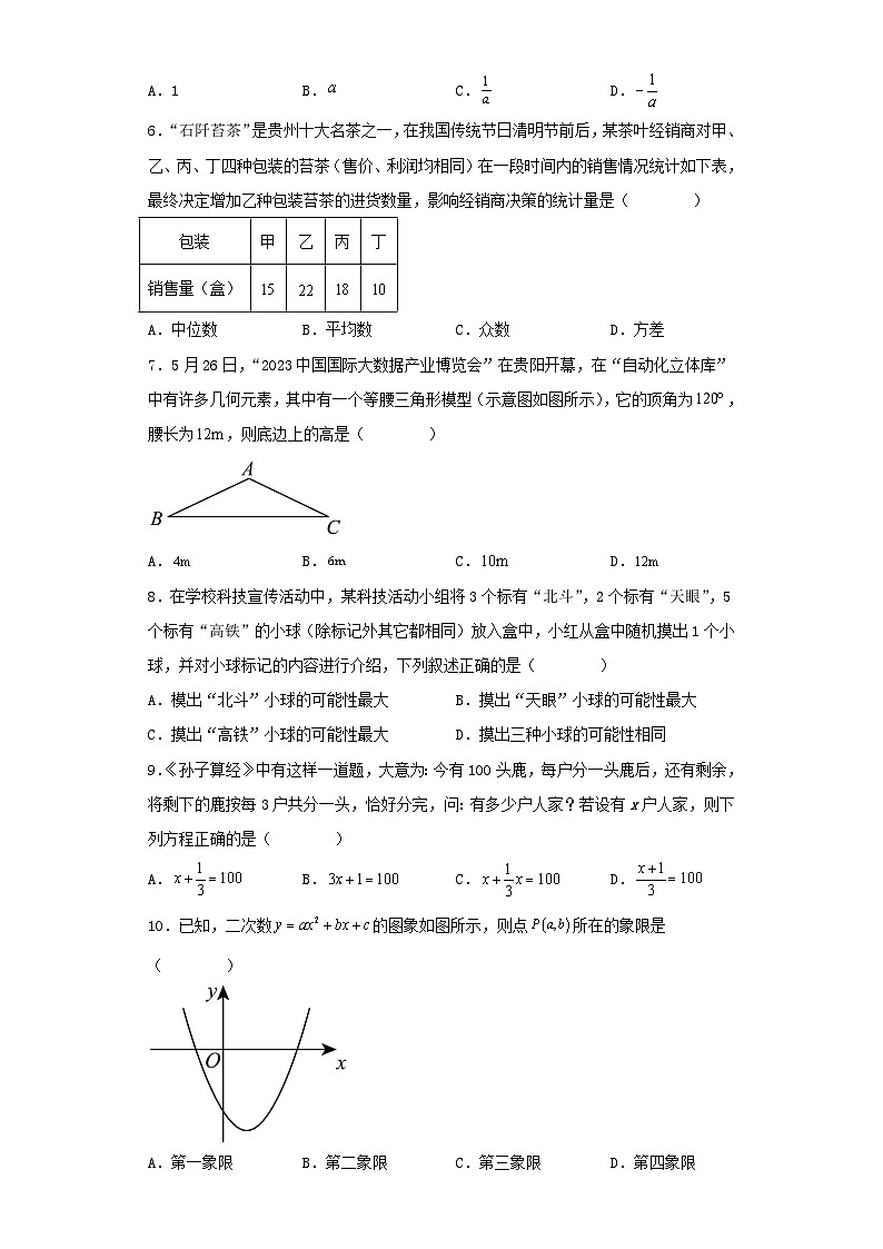 2023年贵州六盘水中考数学真题及答案第2页