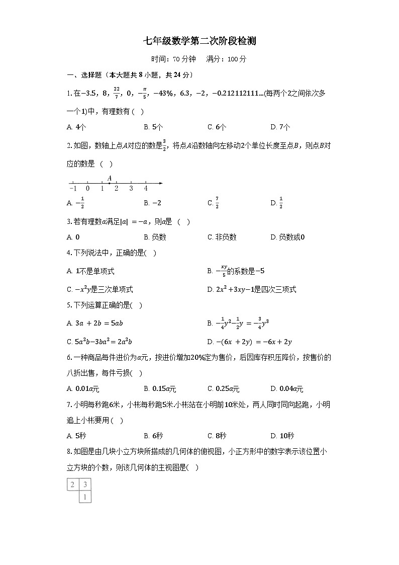 江苏省徐州市丰县欢口镇欢口初级中学2023-2024学年七年级上学期第二次阶段检测数学试题第1页