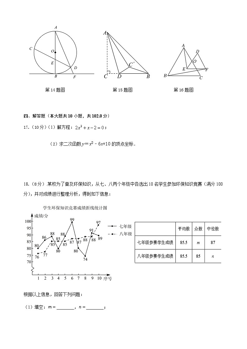 2023年秋学期九年级数学第二次学情检测试卷第3页
