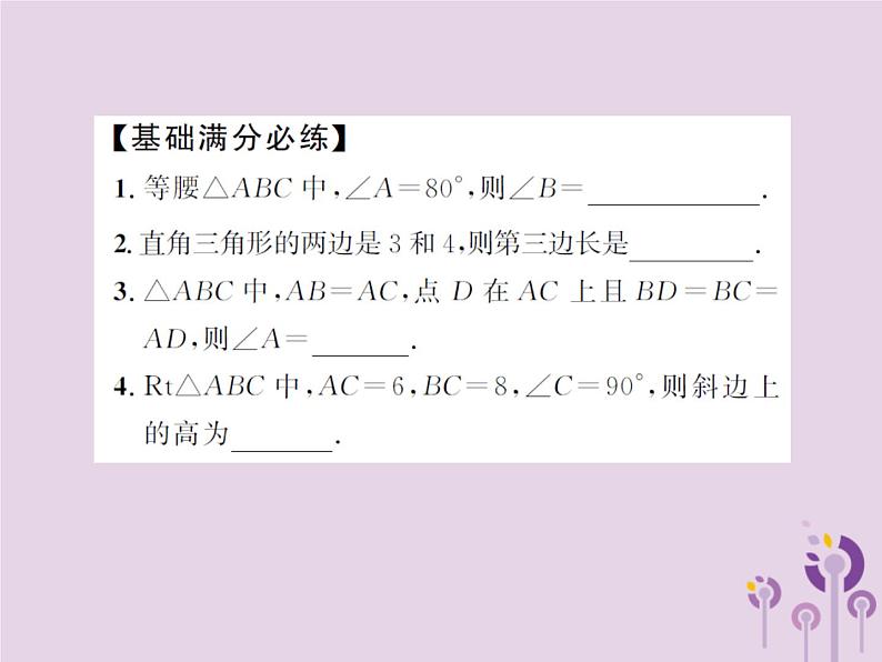 中考数学总复习第四章第三节等腰三角形与直角三角形课件06