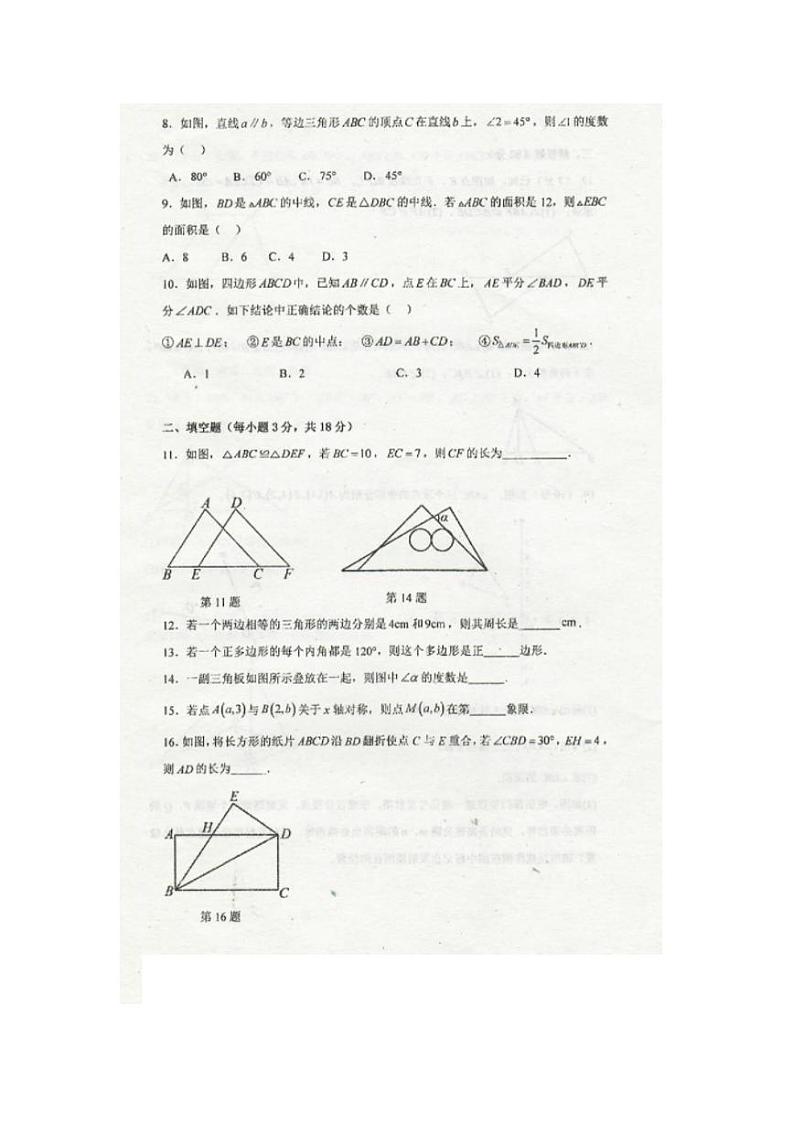 内蒙古呼和浩特市和林格尔县第三中学2023_2024学年八年级上学期期中阶段性考试 数学试卷第2页