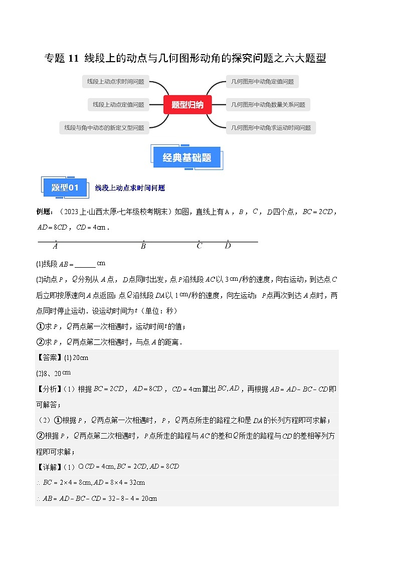专题11 线段上的动点与几何图形动角的探究问题之六大题型(解析版)第1页