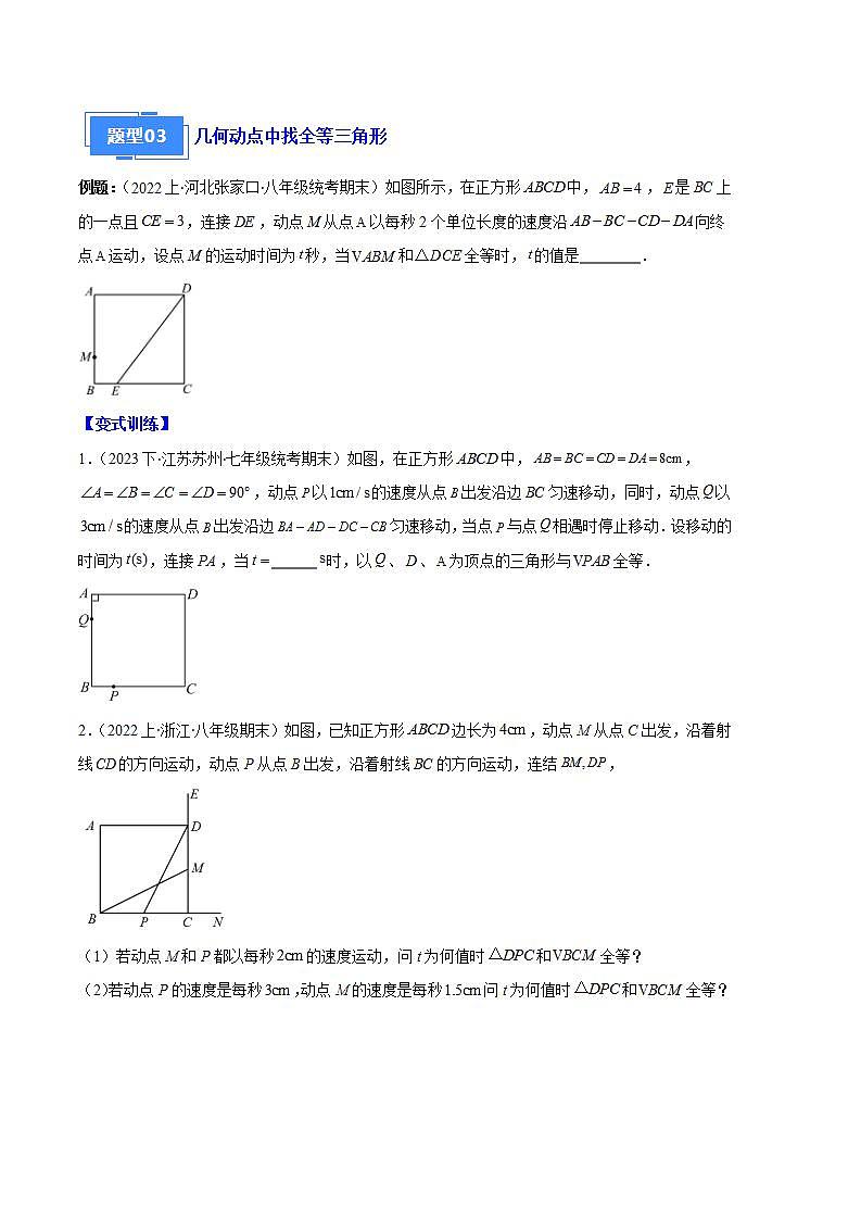 专题02 三角形全等的性质与判定、角平分线之八大题型(原卷版)第3页