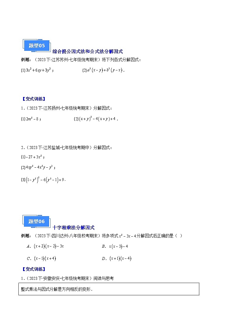 专题09 因式分解之八大题型(原卷版)第3页