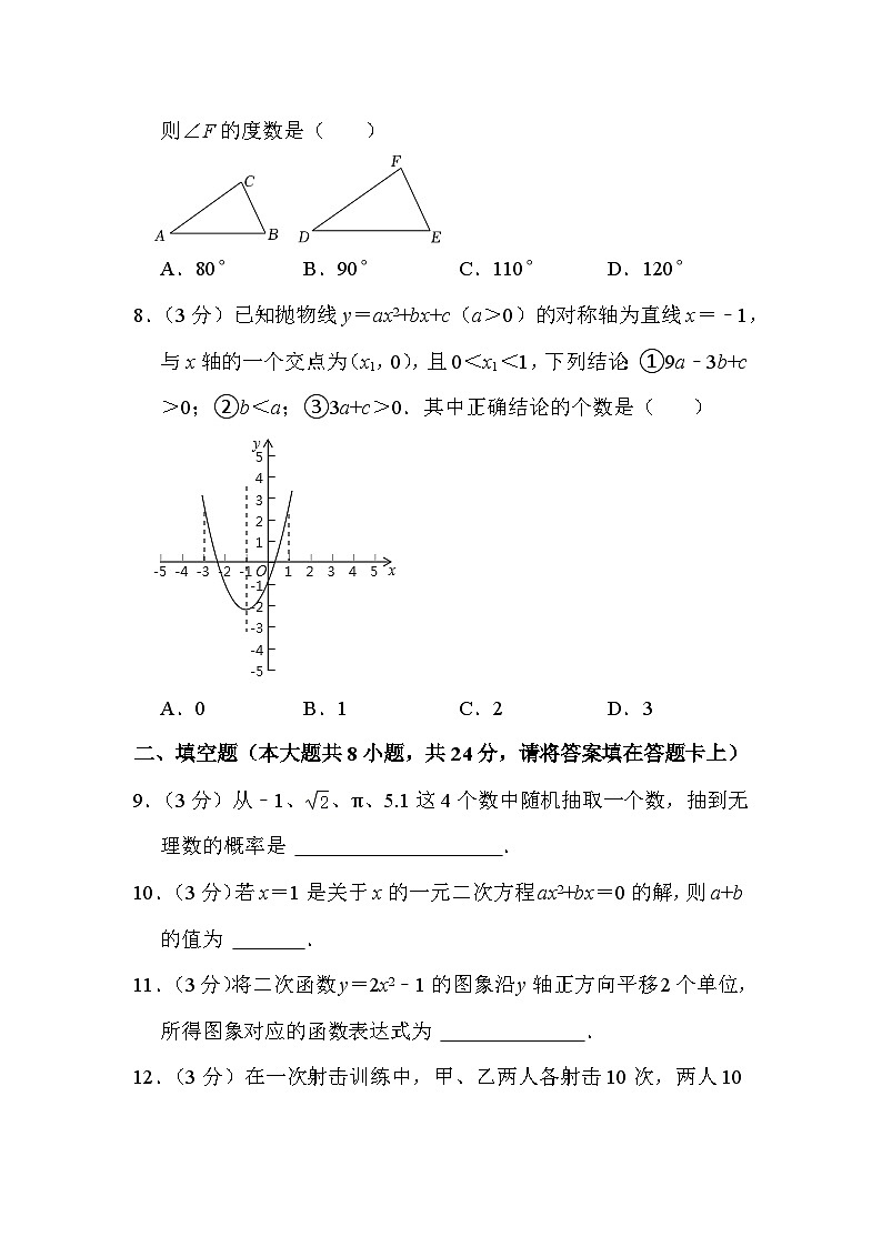 江苏省淮安市涟水县2022-2023学年九年级上学期期末数学试卷第2页