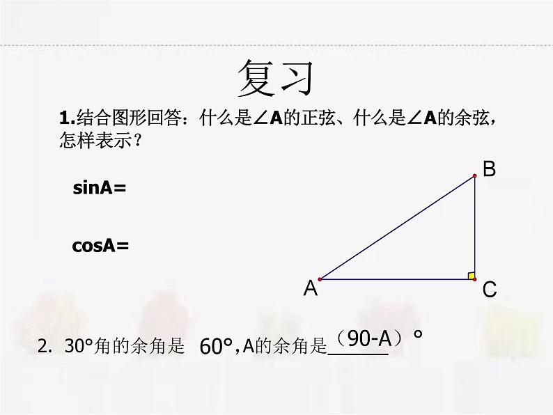 苏科版数学九年级下册 7.2正弦、余弦第1课时PPT课件第2页