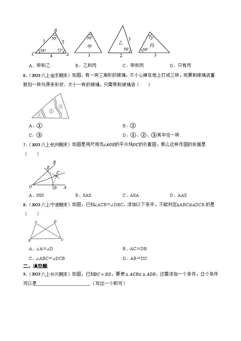 【课时练】(湘教版) 2023-2024学年初中数学八年级上册 2.5 全等三角形 同步分层训练基础卷(学生版)第2页
