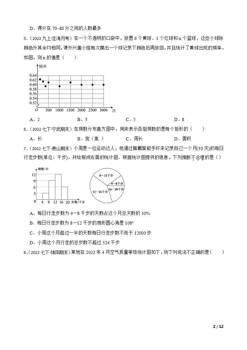 【课时练】(湘教版) 2023-2024学年初中数学九年级上册 5.2 统计的简单应用 同步分层训练基础卷02