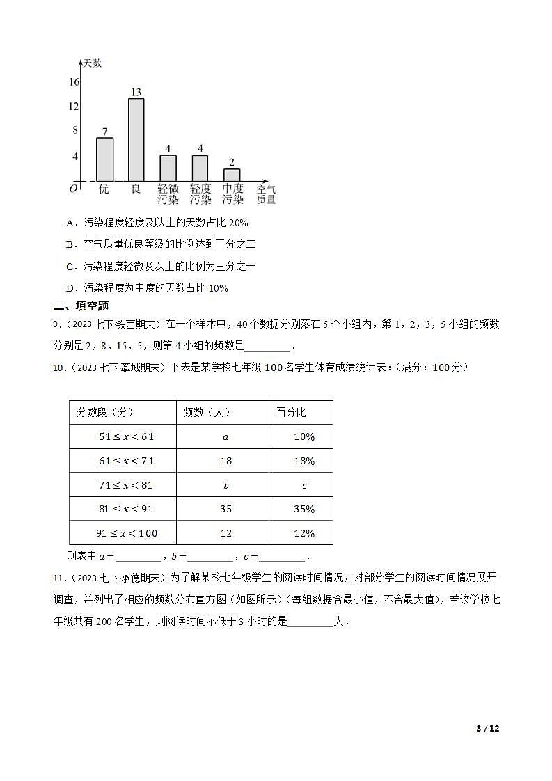 【课时练】(湘教版) 2023-2024学年初中数学九年级上册 5.2 统计的简单应用 同步分层训练基础卷03