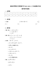 【全套精品专题】通用版湖南省长沙市2022-2023-2附中系八下入学数学试卷（即八上期中）（知识梳理+含答案）.