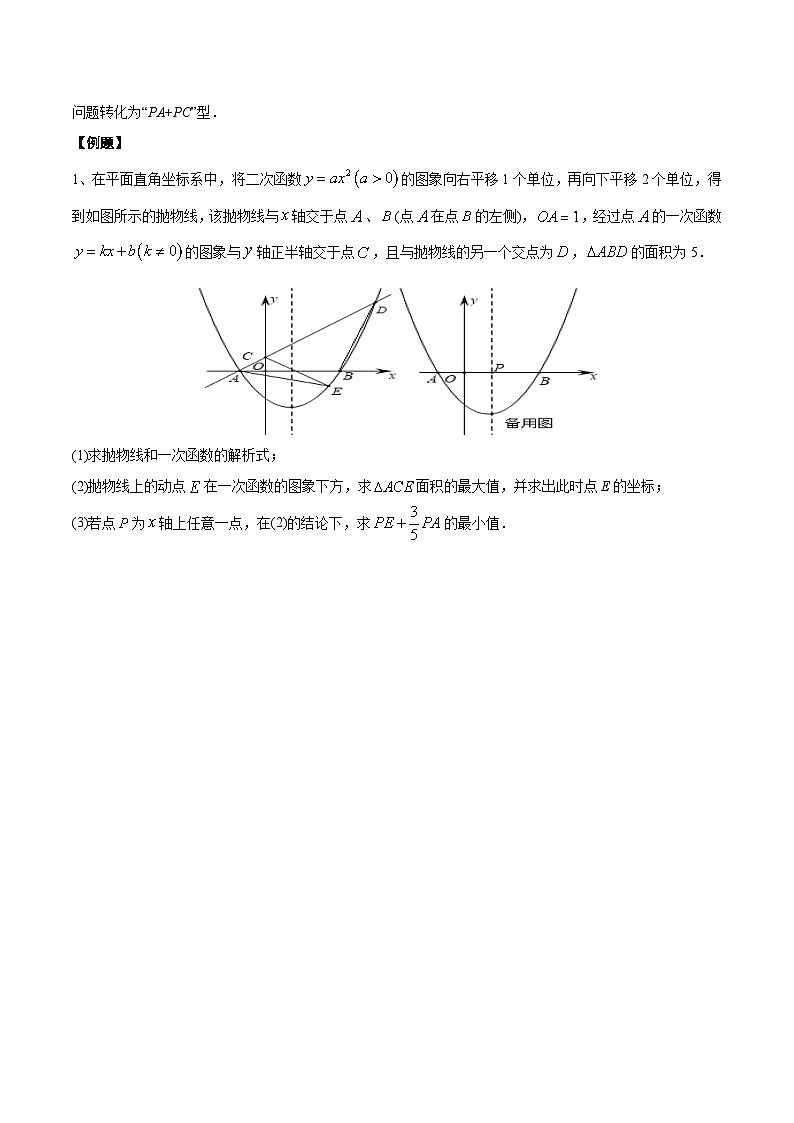 中考数学二轮培优复习《几何模型》专题14 胡不归中的双线段模型与最值问题(2份打包,原卷版+教师版)02