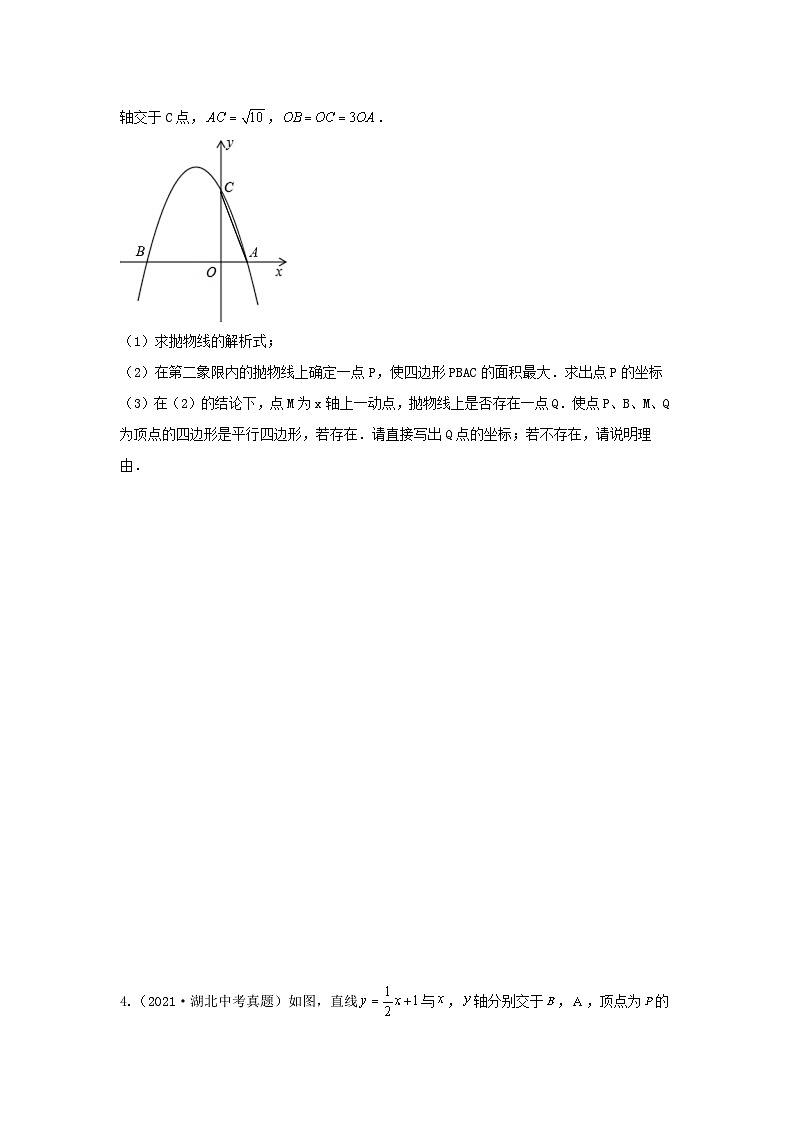 专题20 二次函数与几何图形综合题(与面积问题)(原卷版)第3页