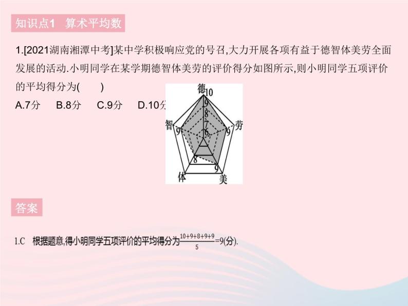 河北专用2023八年级数学下册第二十章数据的分析20.1数据的集中趋势课时1平均数作业课件新版新人教版03