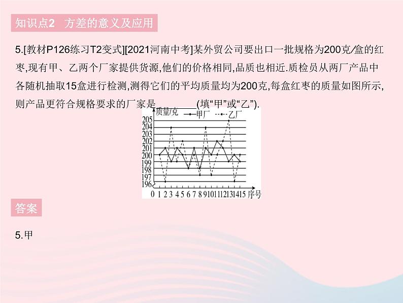 河北专用2023八年级数学下册第二十章数据的分析20.2数据的波动程度课时1方差作业课件新版新人教版第7页
