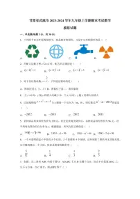 甘肃省武威市2023-2024学年九年级上学期期末考试数学模拟试题（含答案）