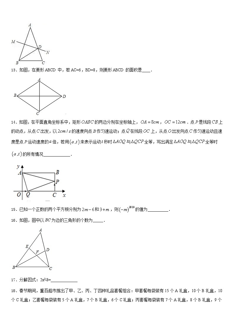 2023-2024学年湖北省恩施土家族苗族自治州数学八年级第一学期期末检测试题含答案第3页