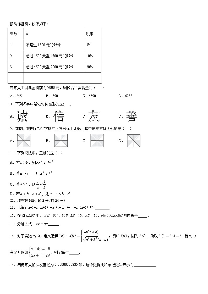 2023-2024学年珠海市重点中学数学八年级第一学期期末综合测试模拟试题含答案02