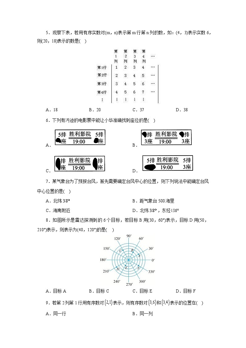 【核心素养】七年级下册7.1.1有序数对 课件PPT+教案+随堂检测+课后练习02