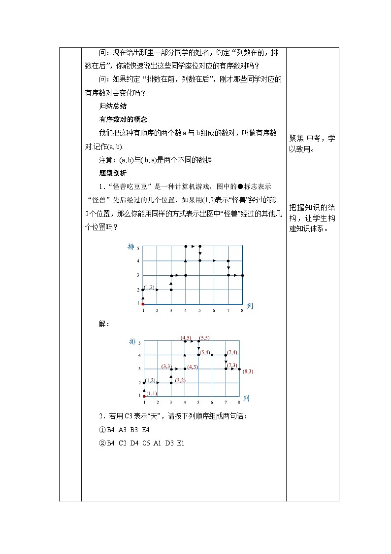 【核心素养】七年级下册7.1.1有序数对 课件PPT+教案+随堂检测+课后练习03