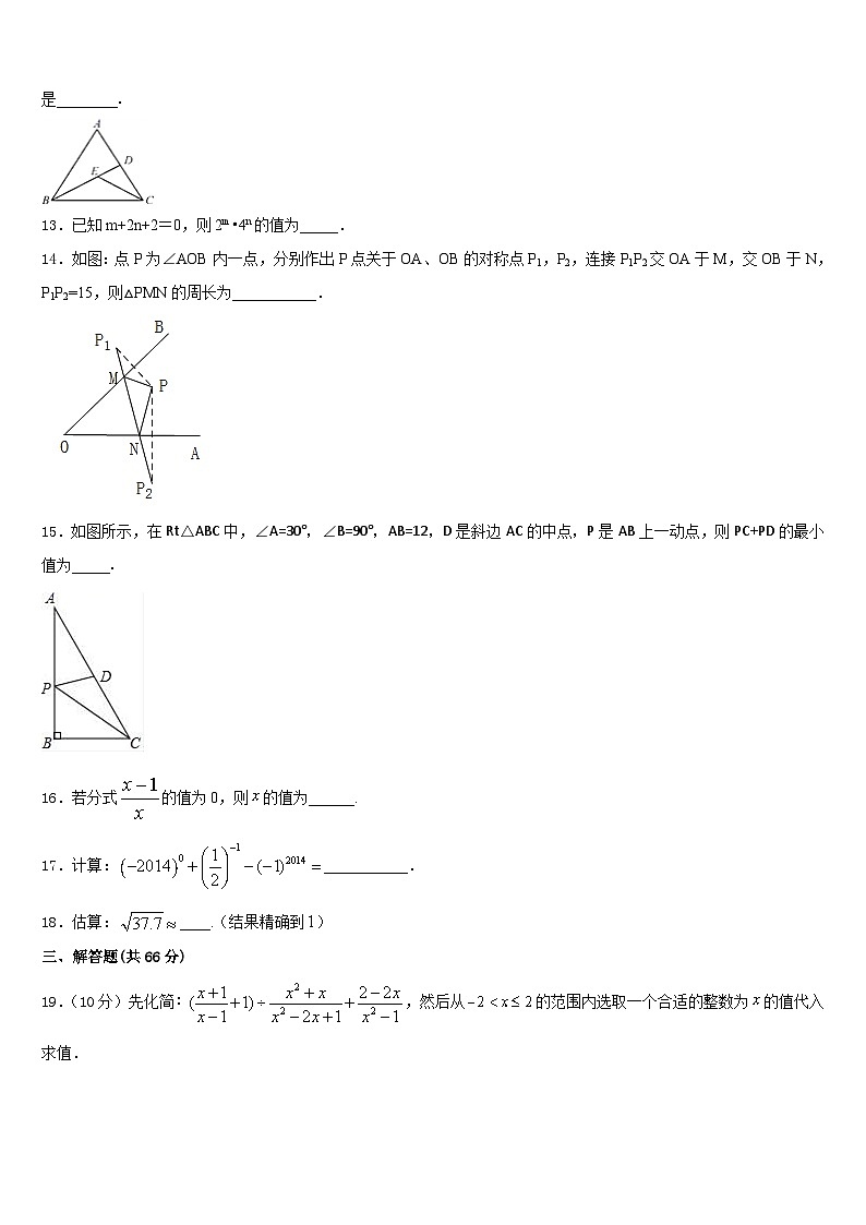 安徽省合肥市北城片区2023-2024学年数学八年级第一学期期末学业质量监测试题含答案第3页