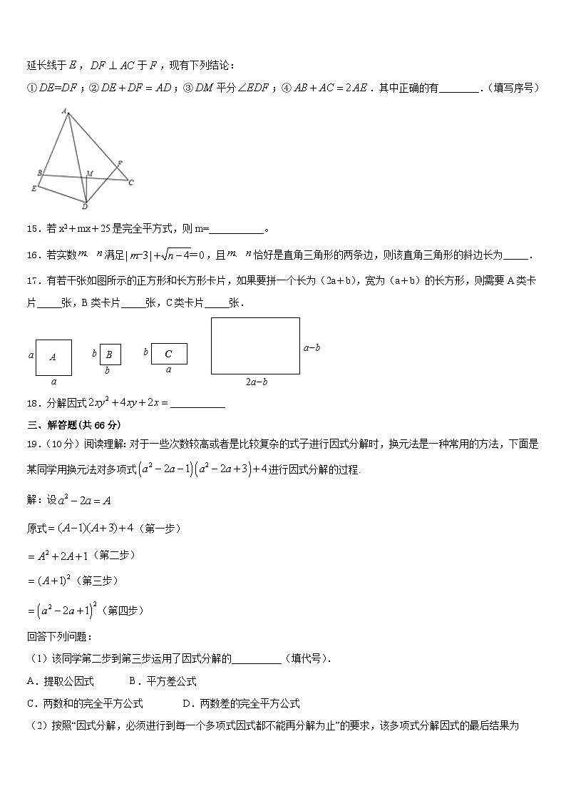 山东省泰安市肥城市湖屯镇初级中学2023-2024学年八上数学期末考试试题含答案第3页