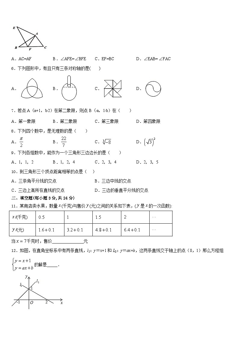 广东省广州四中学2023-2024学年八上数学期末联考模拟试题含答案02