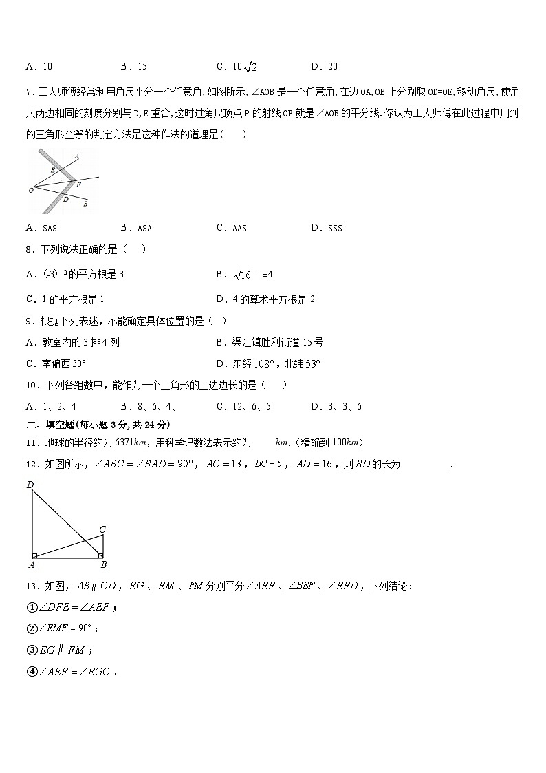 广东省珠海香洲区四校联考2023-2024学年八年级数学第一学期期末监测试题含答案第2页