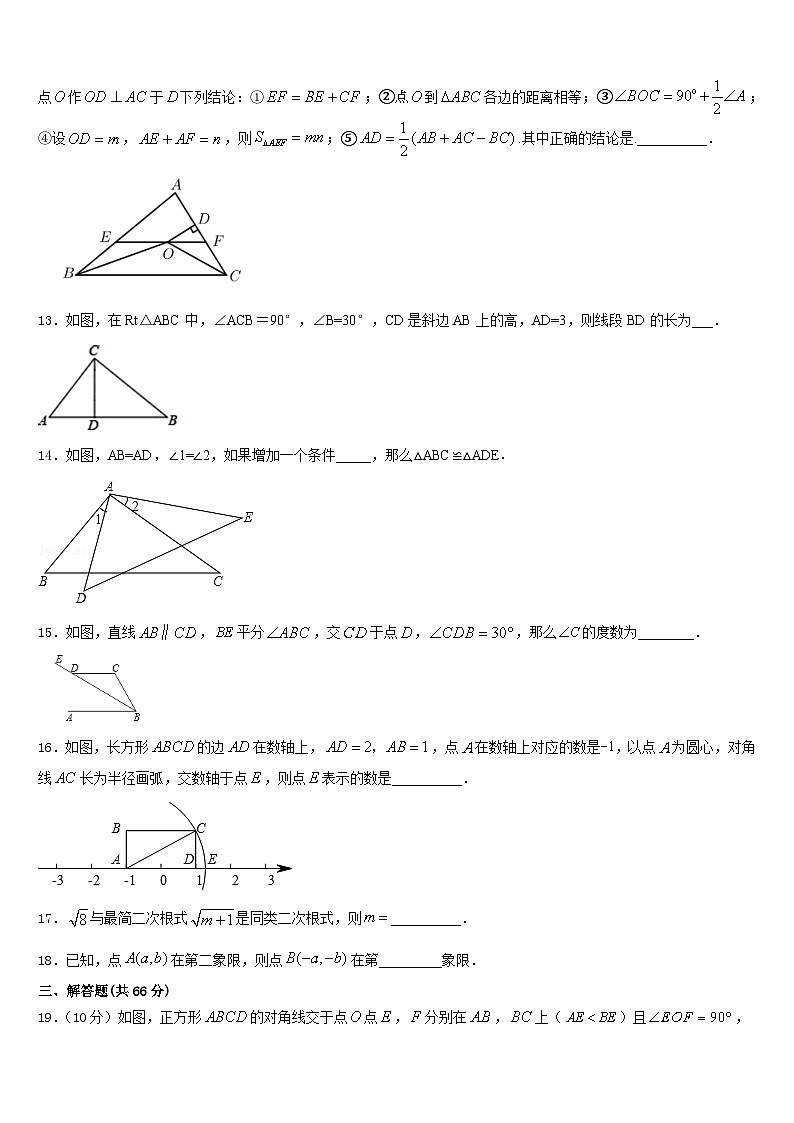 浙江省金华兰溪市实验中学2023-2024学年数学八上期末教学质量检测试题含答案第3页