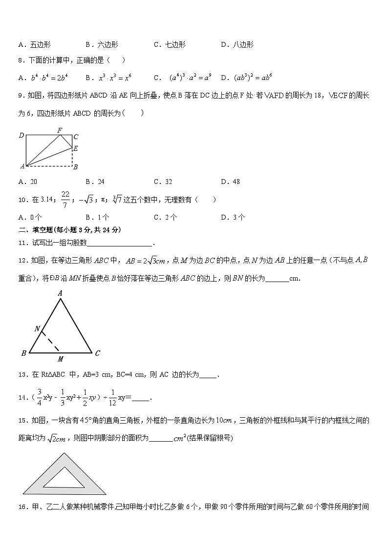辽宁省锦州市滨海期实验学校2023-2024学年数学八上期末质量检测试题含答案02
