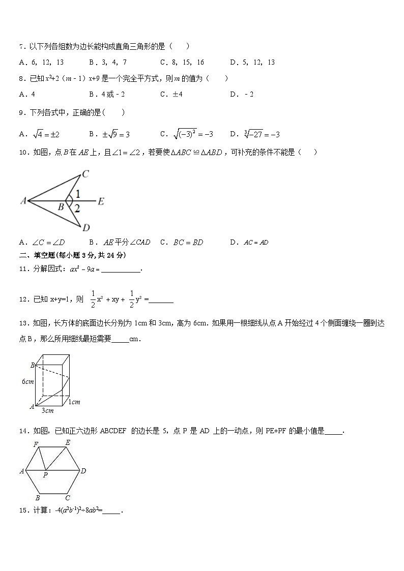 陕西省西安市陕师大附中2023-2024学年八上数学期末监测试题含答案02