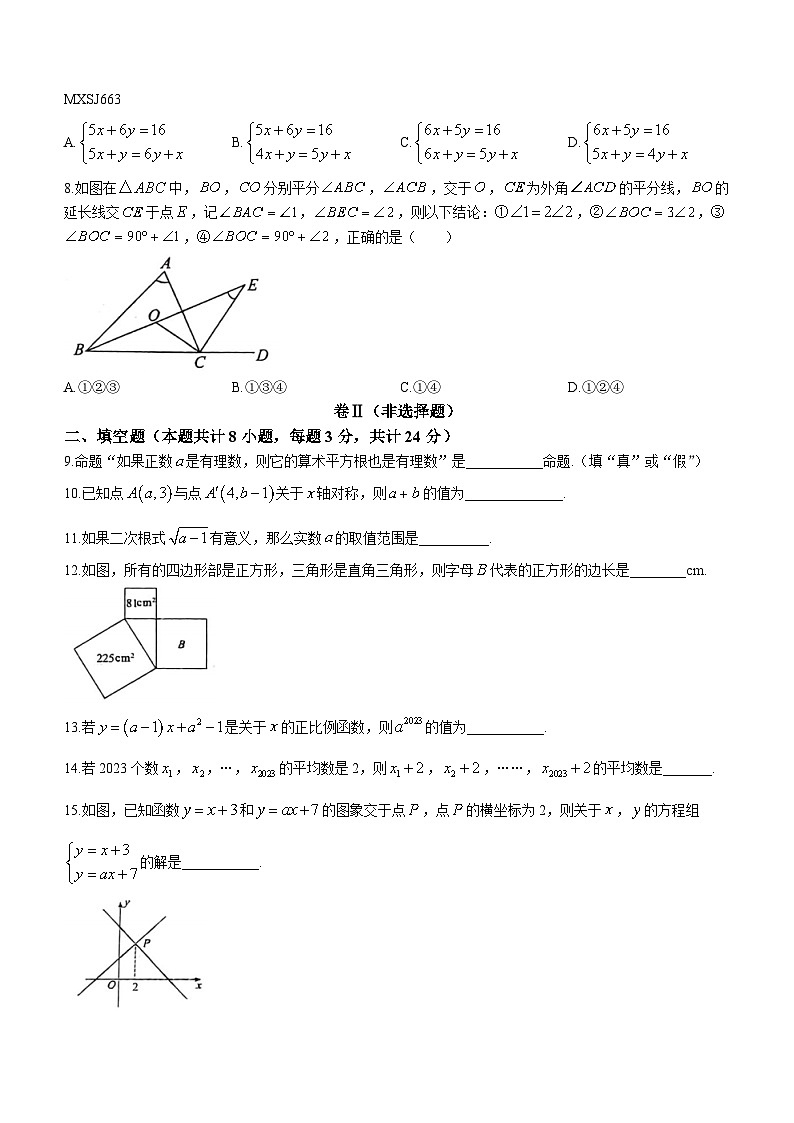 宁夏回族自治区银川市第三中学2023-2024学年八年级上学期期末数学试题(无答案)第2页
