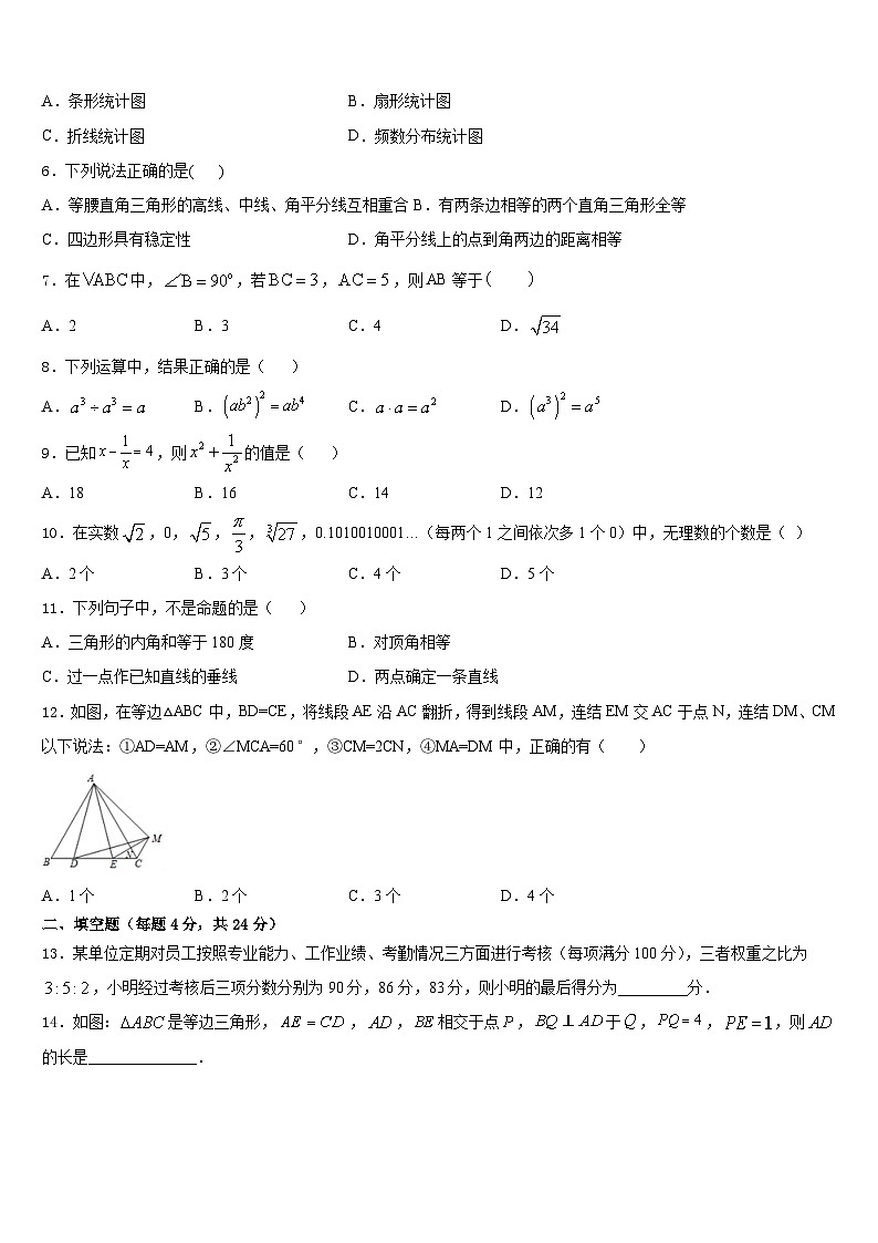 2023-2024学年安徽省庐江县八上数学期末考试试题含答案第2页