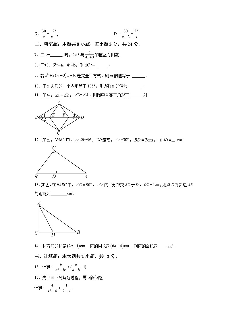 吉林省白城市洮北区2023-2024学年八年级上学期期末数学试题(含解析)第2页