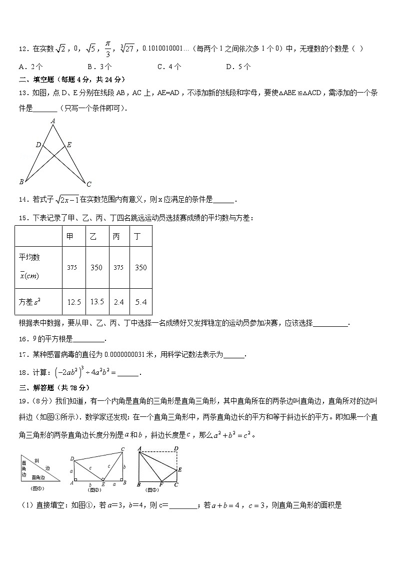 2023-2024学年福建省厦门外国语学校海沧附属学校八年级数学第一学期期末达标检测模拟试题含答案第3页