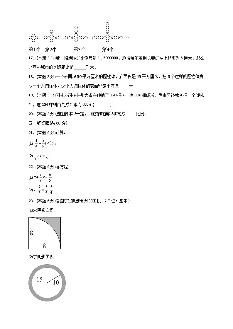 苏科版七年级数学上册常考题提分精练 开学收心考试模拟卷01(原卷版)03
