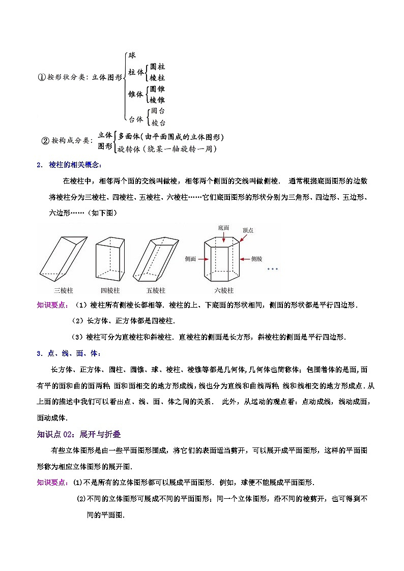 苏科版数学七年级上册同步专题热点难点练习 专题5.3 走进图形世界(章节复习+考点讲练)学生版+教师版第2页