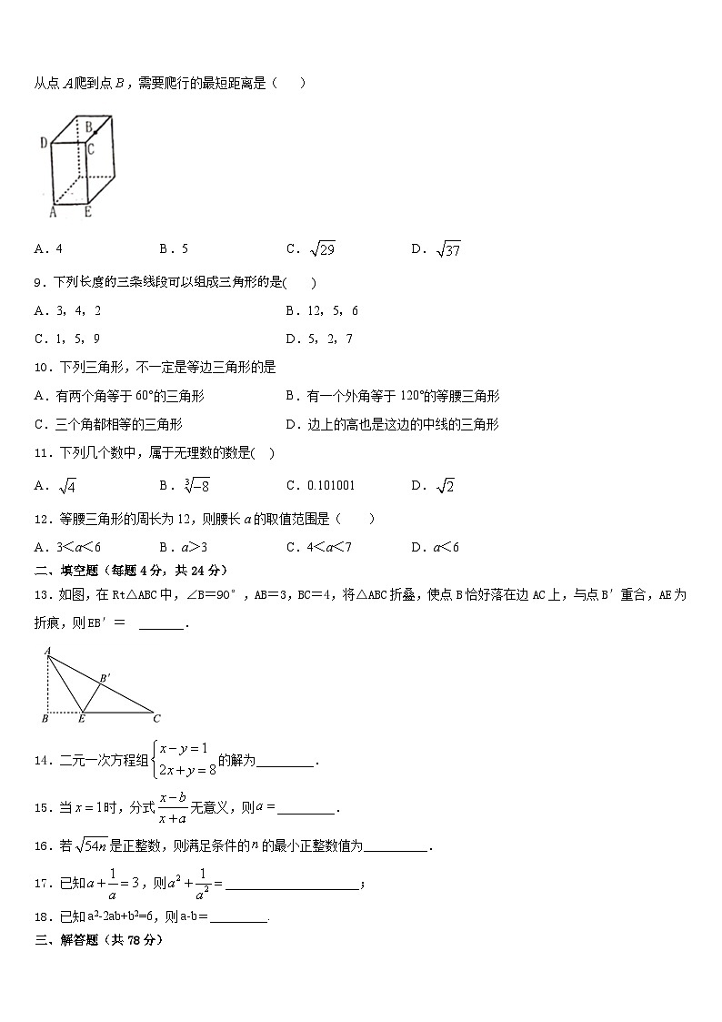 广东省梅州市梅江区实验中学2023-2024学年数学八上期末达标检测模拟试题含答案02
