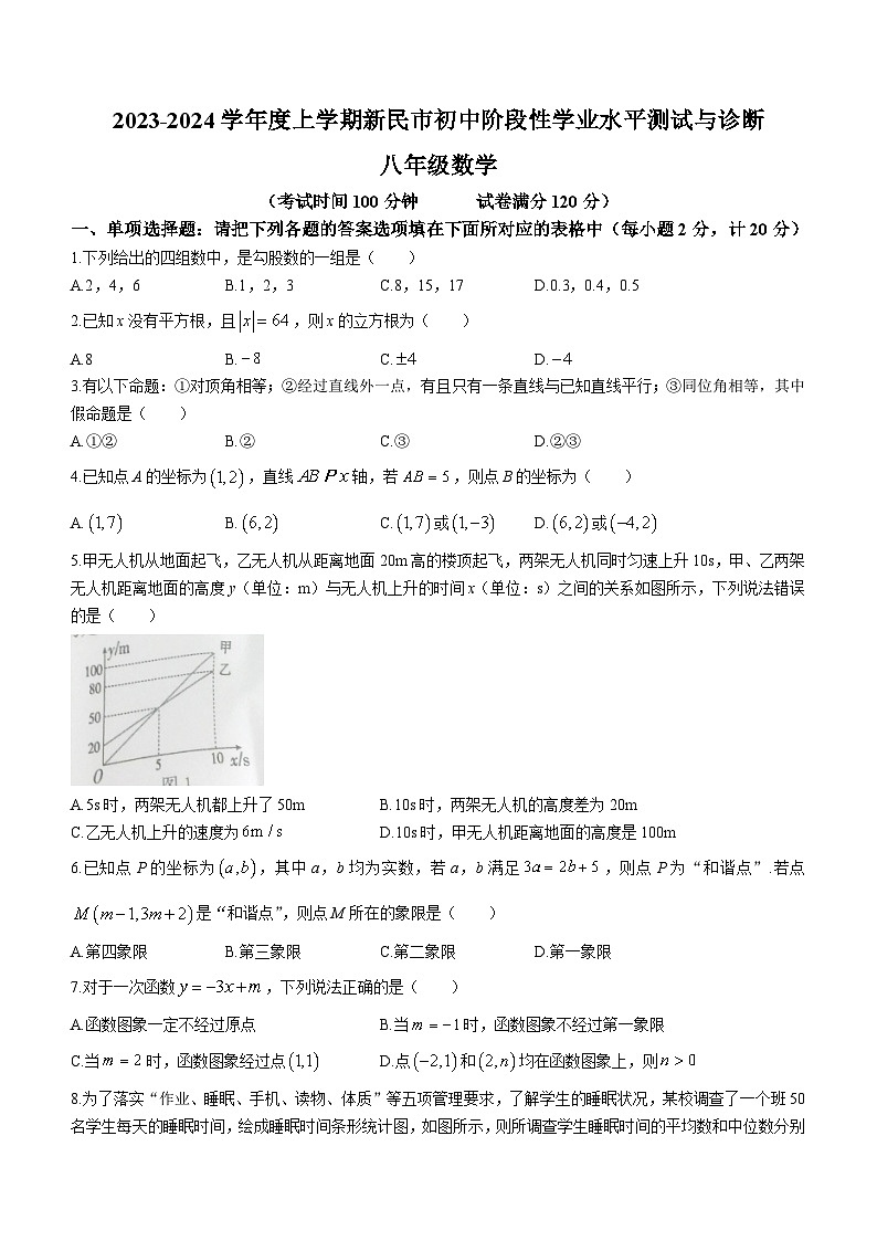 辽宁省沈阳市新民市2023-2024学年八年级上学期期末数学试题(含答案)第1页