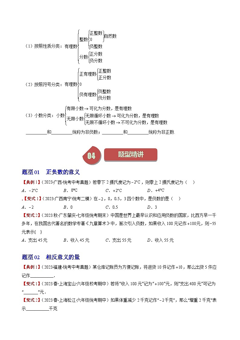 北师大版七年级数学上册同步学与练 第01讲 有理数(原卷版+解析版)第2页
