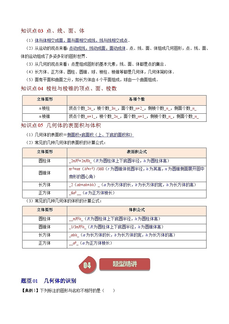 北师大版七年级数学上册同步学与练 第01讲 生活中的立体图形(原卷版+解析版)第2页