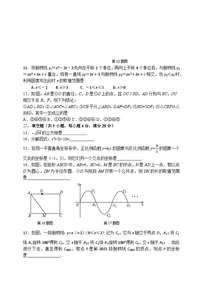山东省临沂市兰山区实验中学2023-2024鲁教版九年级数学期末模拟测试题第3页
