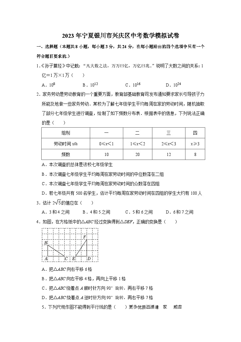 2023年寧夏銀川市興慶區(qū)中考數(shù)學(xué)模擬試卷+第1頁(yè)