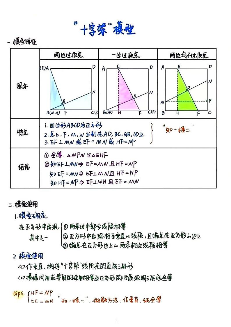 2024中考数学二轮专题复习——十字架模型第1页
